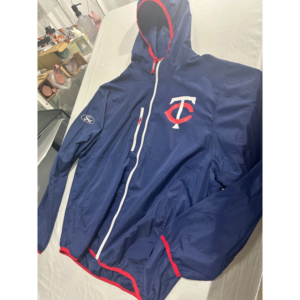 Minnesota Twins Success Brands Hooded Windbreaker Jacket Navy Blue Mens XL MLB